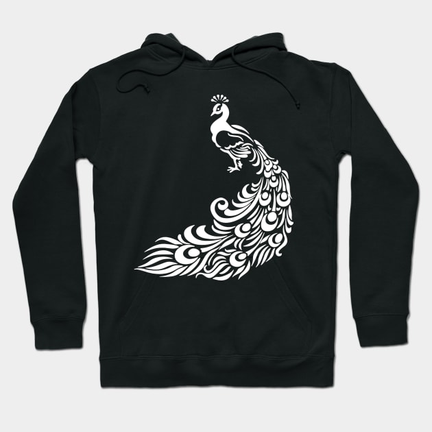 Extravagant White Peacock Hoodie by CeeGunn